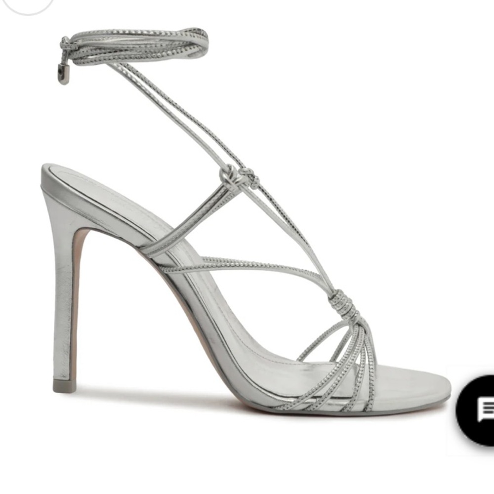 New! Schutz Azealia‎ Metallic Leather
Wrap Sandal in Silver Sz 9.5 $138